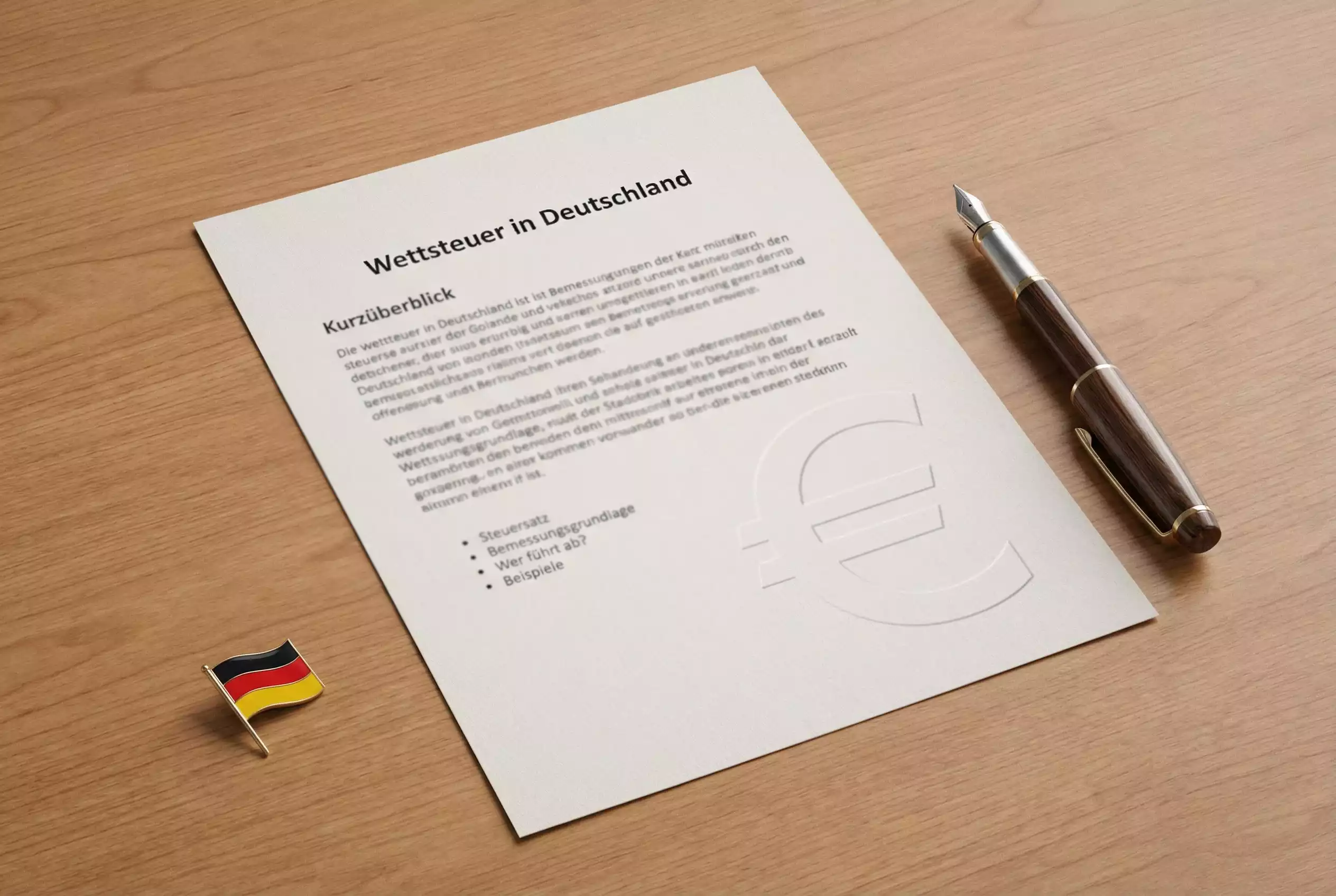 Offizielles Dokument mit €-Zeichen und einem Stift auf einem Schreibtisch in Deutschland